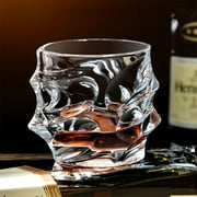 Japanese Whiskey Glasses,4 Pcs Tsuki Glass Whiskey Glasses, Japanese Crystal Whisky Glass,Wavy Household Glass Family Large Capacity Practical Glass Wave Cup